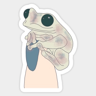 tree frog on a finger Sticker